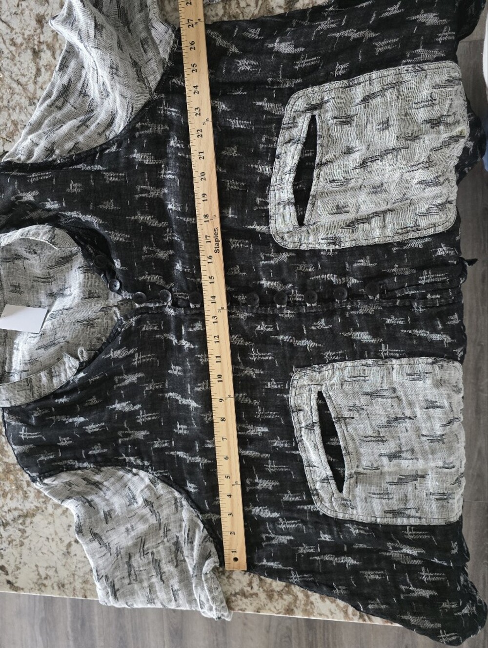 Cheyenne 100% Linen Women's Top XL Black and White Sachiko - Picture 6 of 6